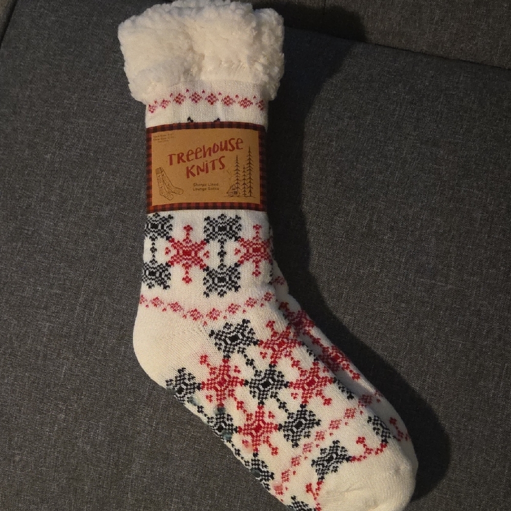 Women's Cozy White and Red Socks
